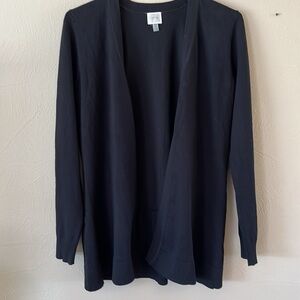 Cupio Black Open Cardigan ribbed sleeves and bottom ruffled back edge Size S/P